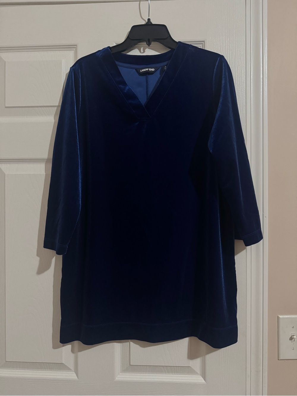 Lands' End Deep Blue Velvet V-Neck Tunic